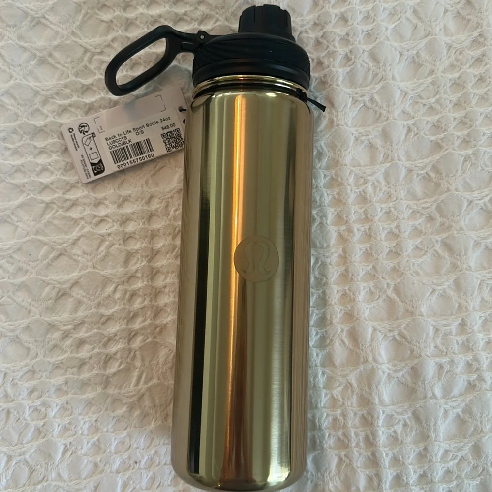 NWT Lululemon Back To Life Sports Bottle 24oz Shine Gold/Black - Picture 5 of 5
